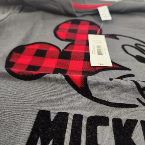 3 for $30! Joe Fresh Disney Kids Plaid  Mickey Mouse Sweatshirt Gray NWT - Picture 5 of 6